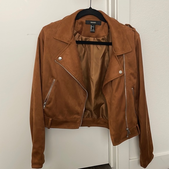 Caramel Brown cropped suede jacket - Picture 3 of 3